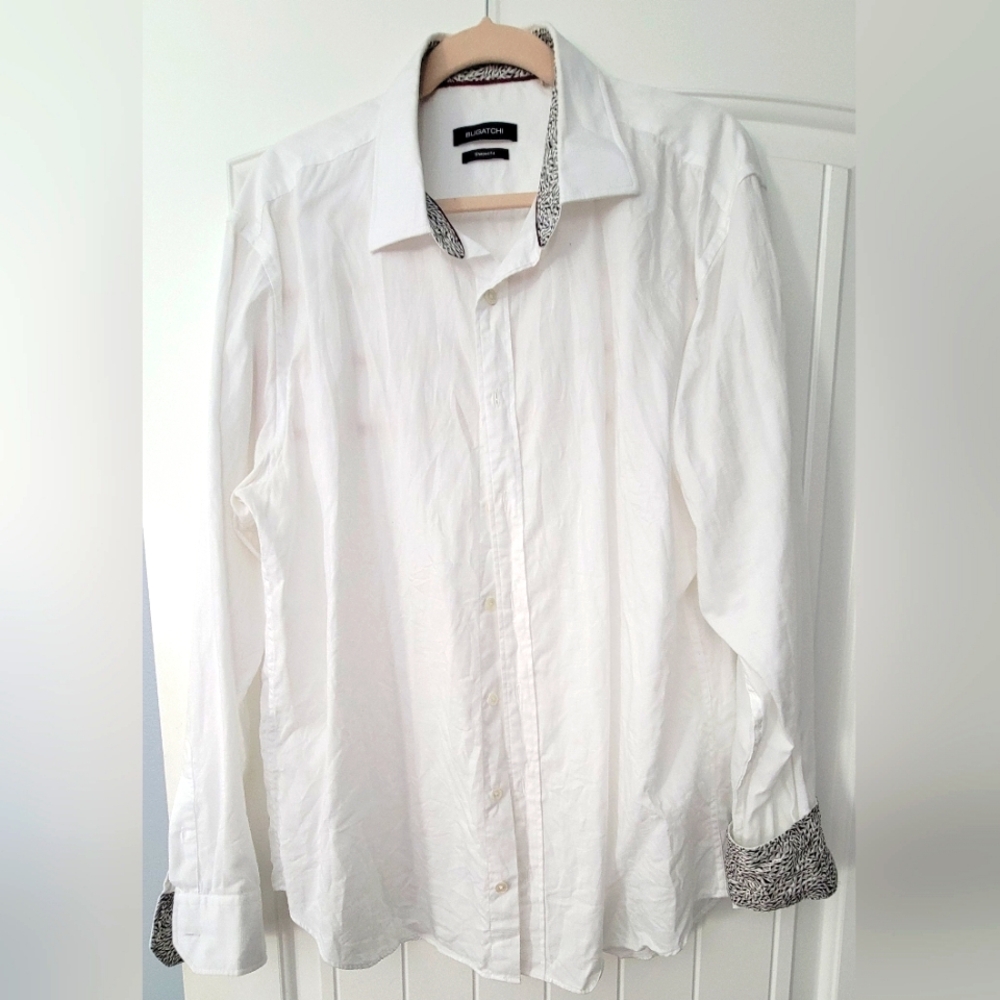 Bugatchi White Dress Shirt with Classic Collar